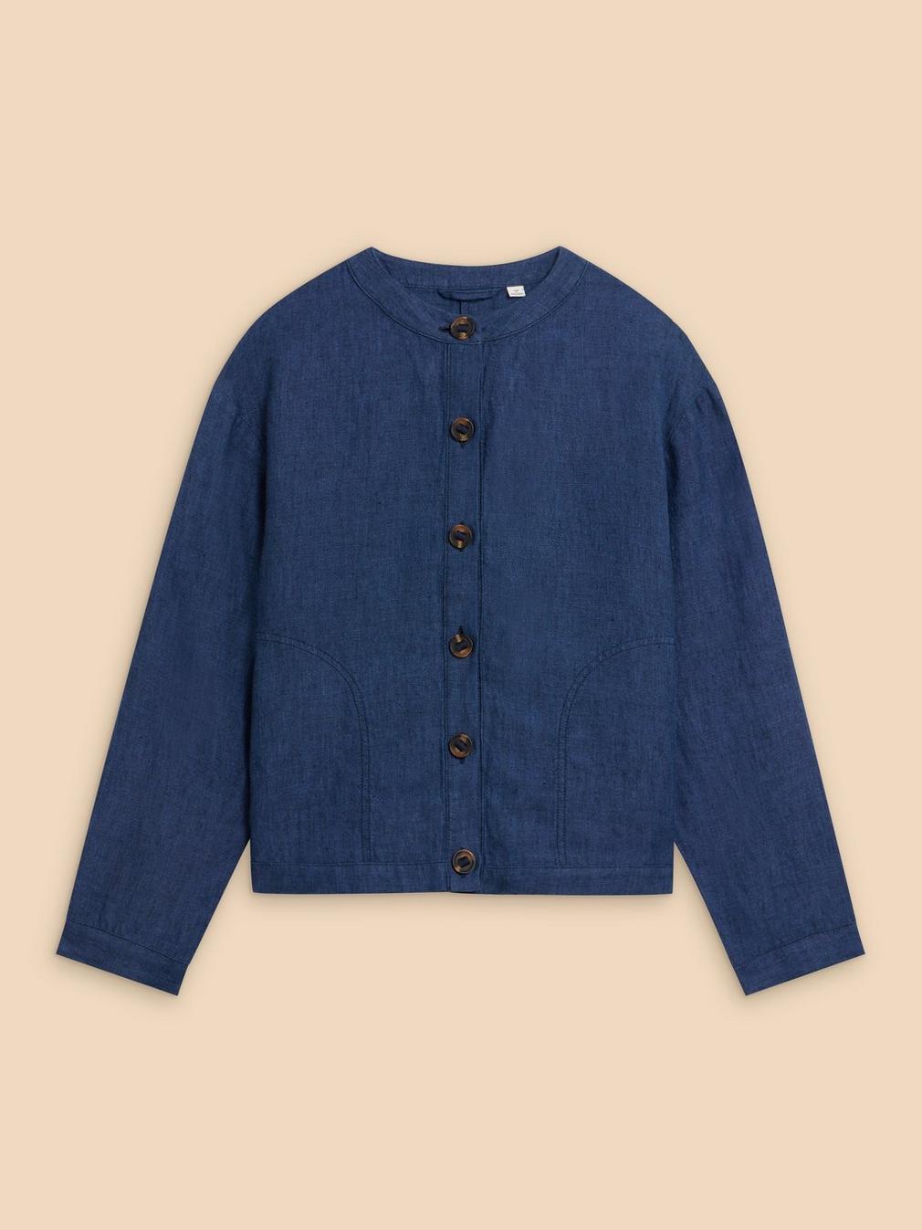 Adele Linen Jacket in DARK NAVY - FLAT FRONT