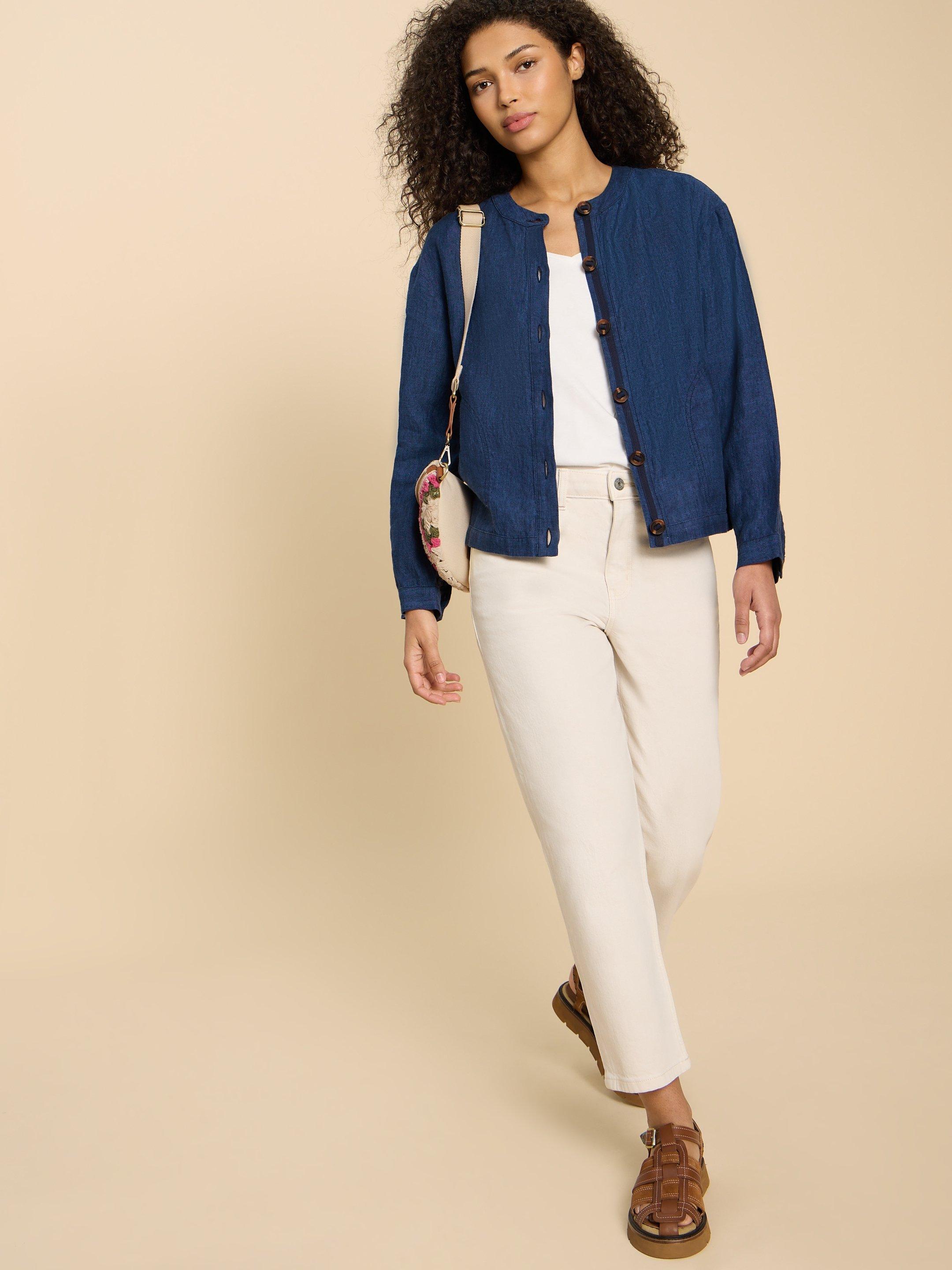 Adele Linen Jacket in DARK NAVY White Stuff