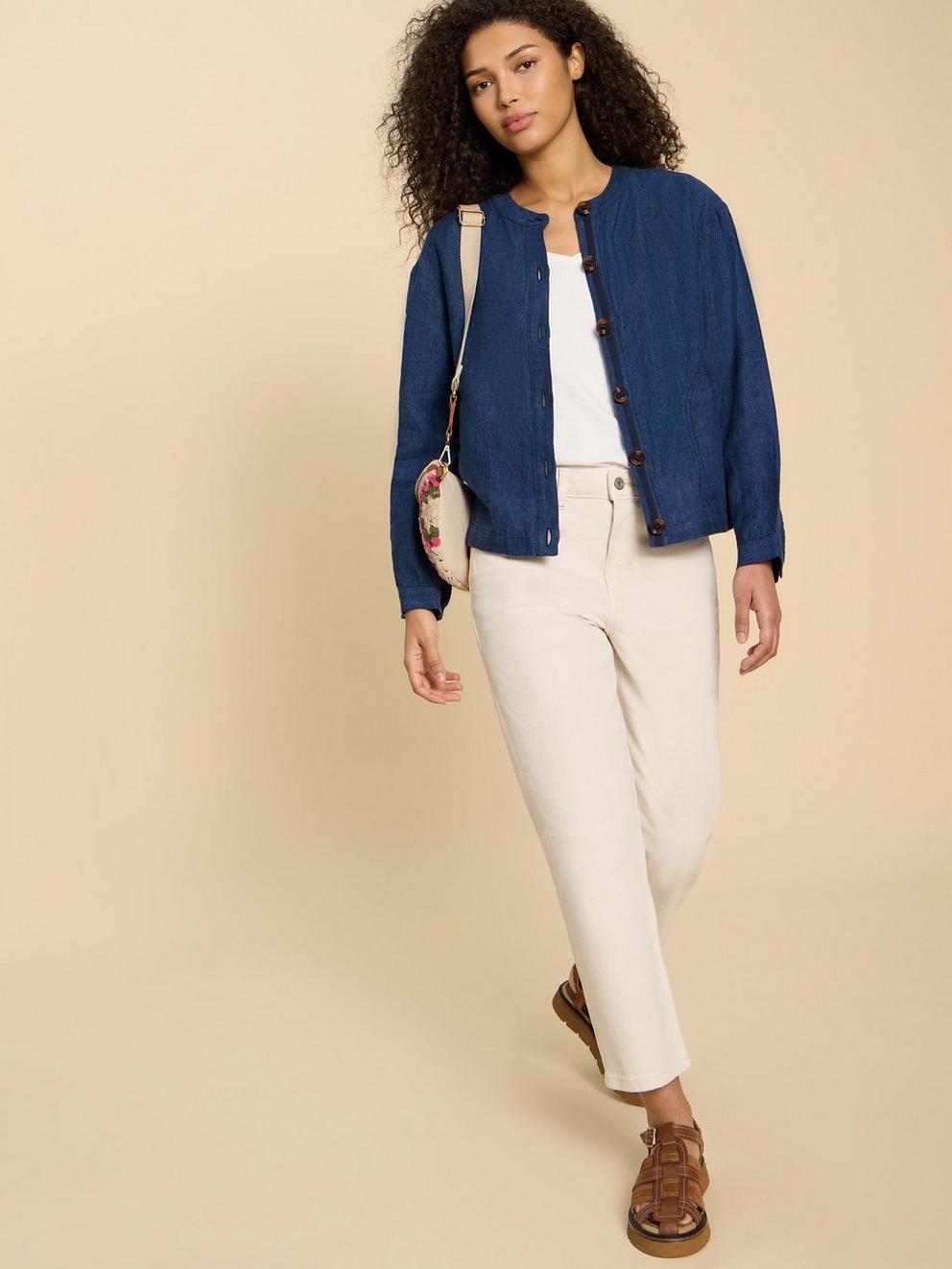 Adele Linen Jacket in DARK NAVY - LIFESTYLE