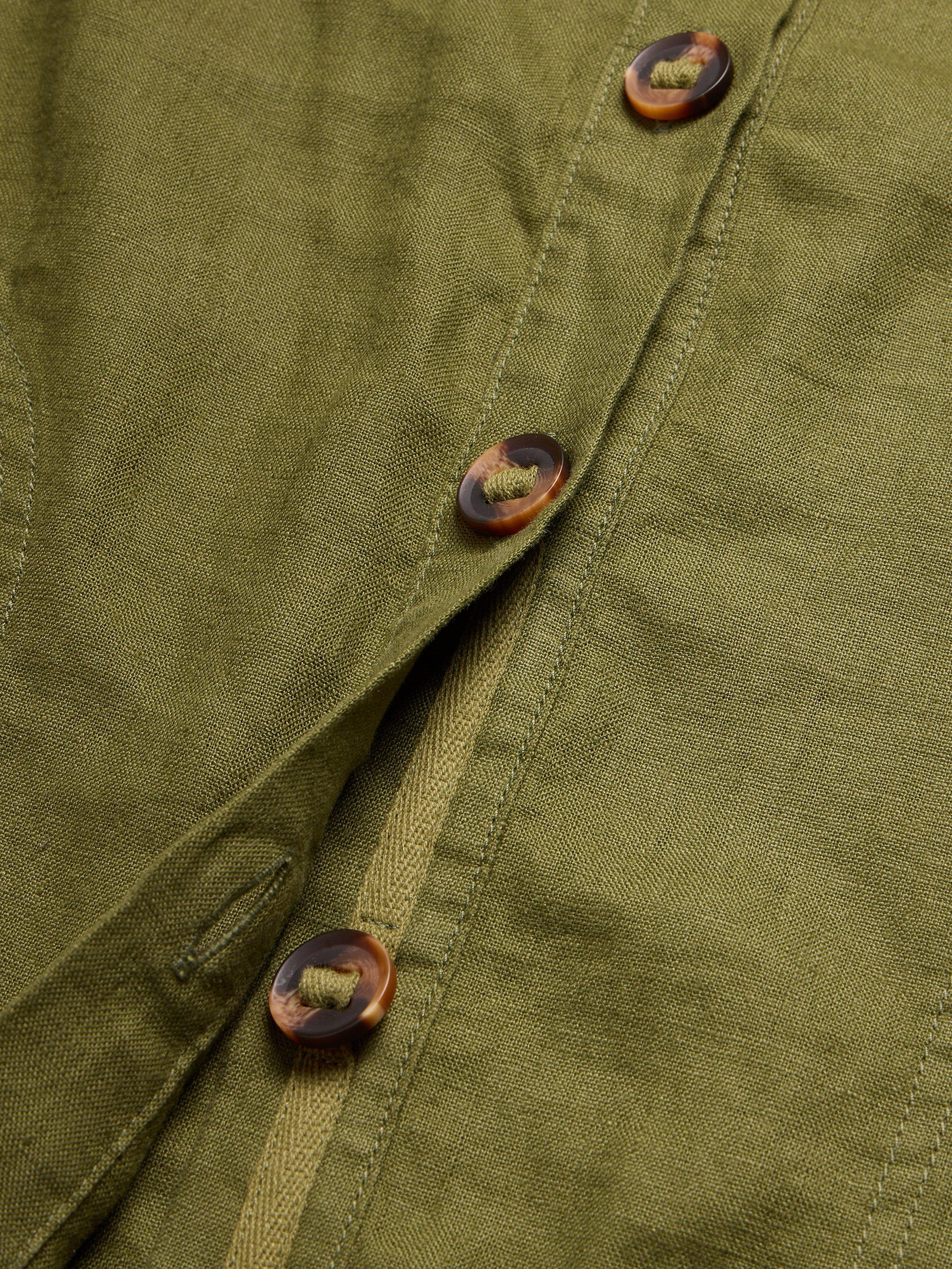 Adele Linen Jacket in DK GREEN - FLAT DETAIL