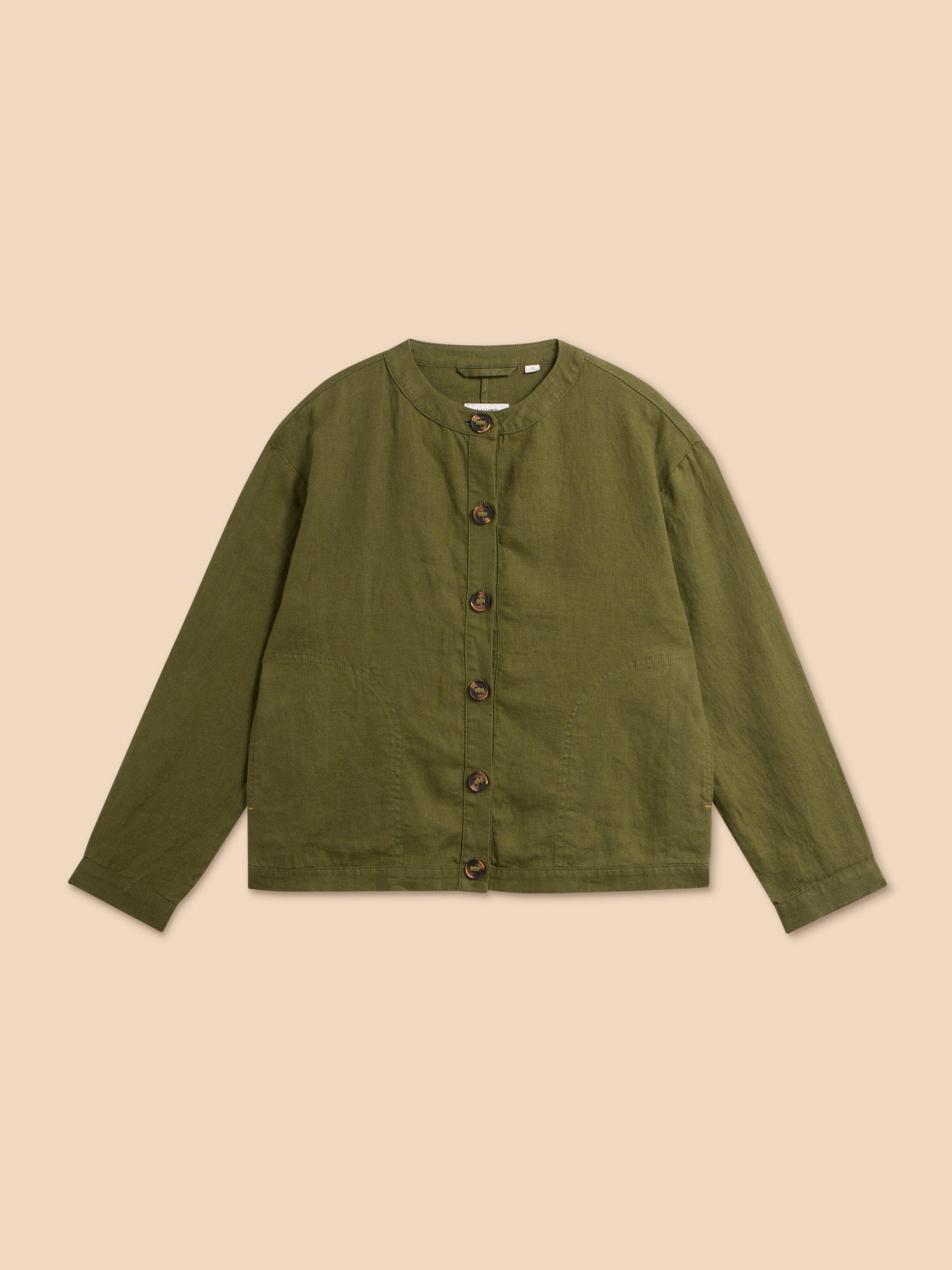 Adele Linen Jacket in DARK GREEN | White Stuff