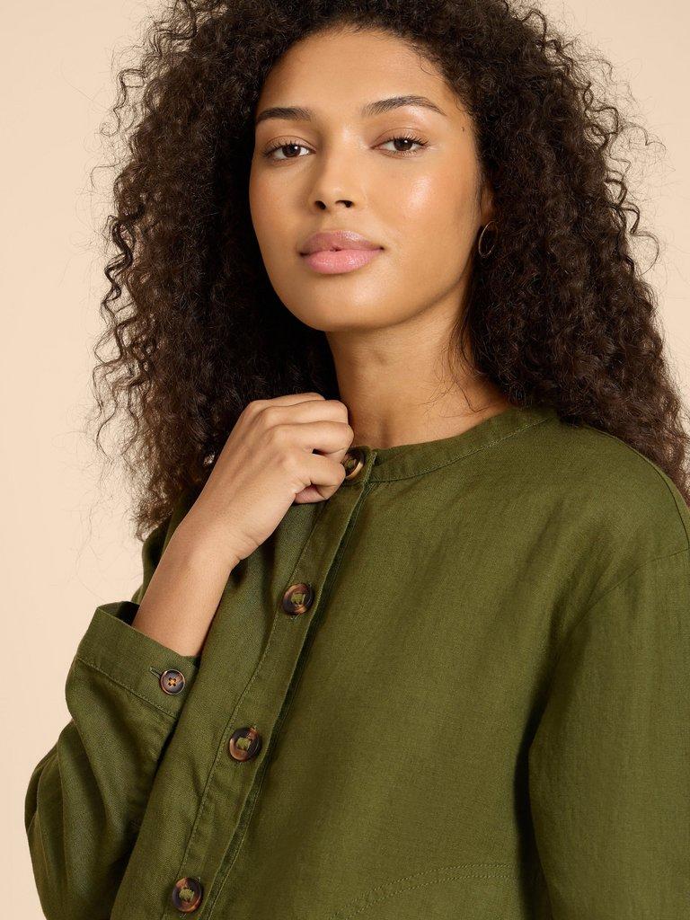 Adele Linen Jacket in DARK GREEN | White Stuff