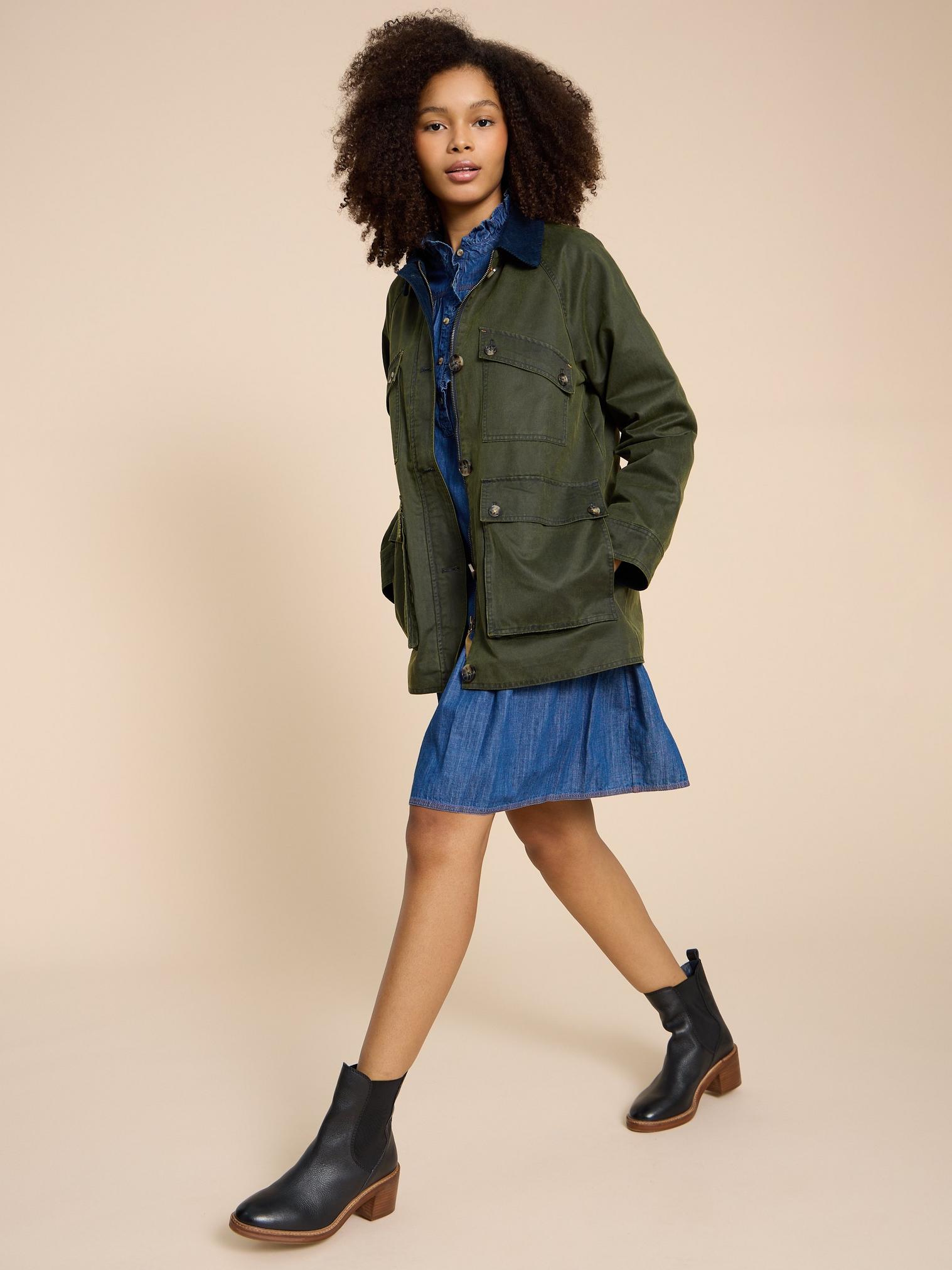 Juniper Cotton Jacket in KHAKI GRN - LIFESTYLE