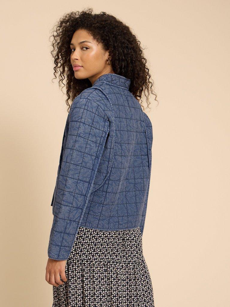 Luna Jacket in MID BLUE - MODEL BACK