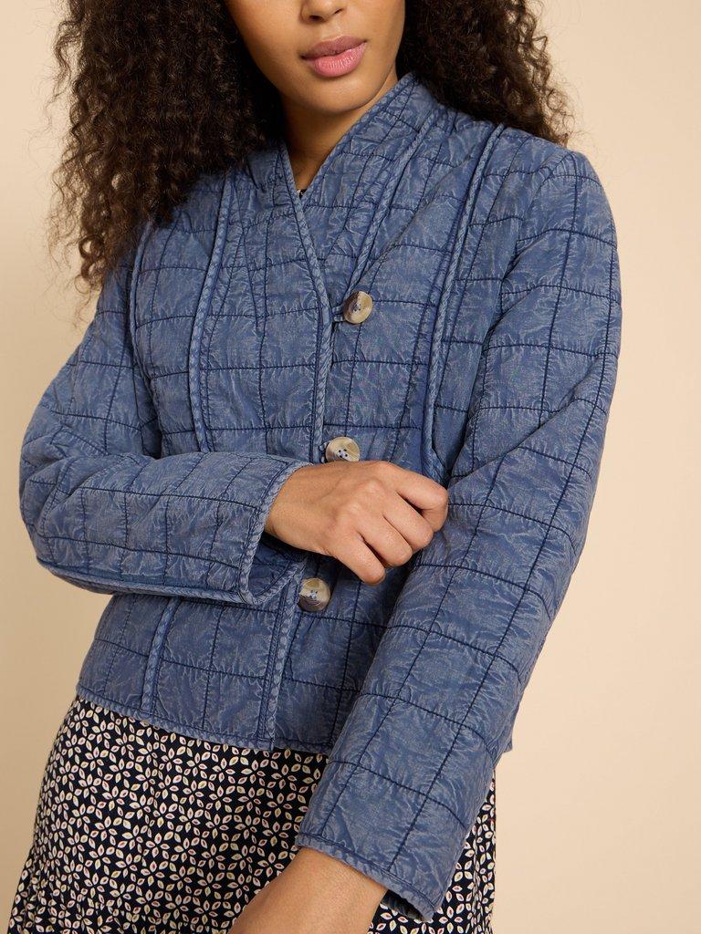 Luna Jacket in MID BLUE - MODEL DETAIL