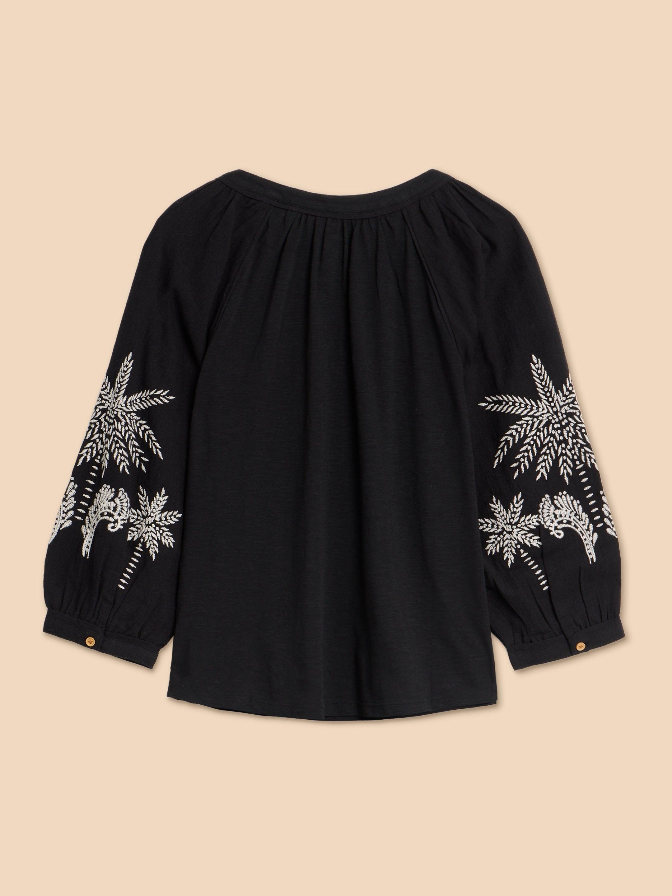 MILLIE MIX EMBROIDERED TOP in BLK MLT - FLAT BACK