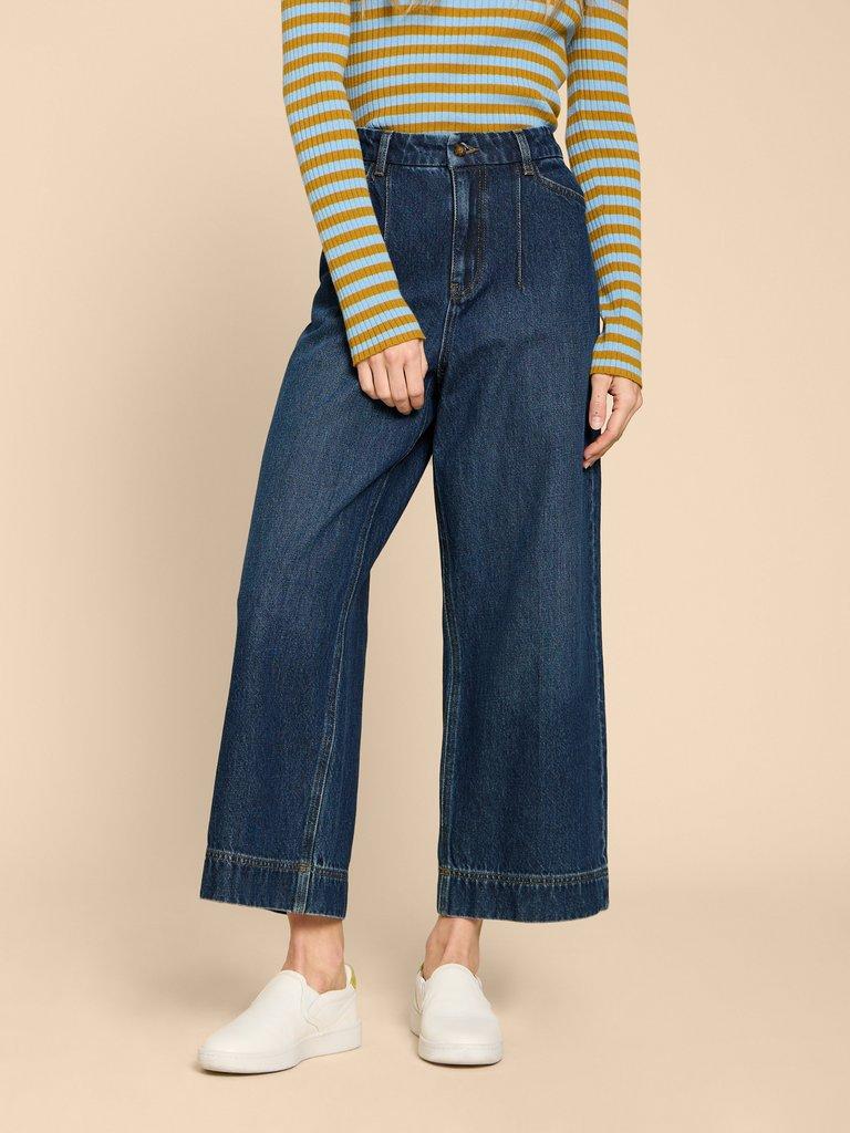 Loren Wide Leg Cropped Jean in DK DENIM - LIFESTYLE