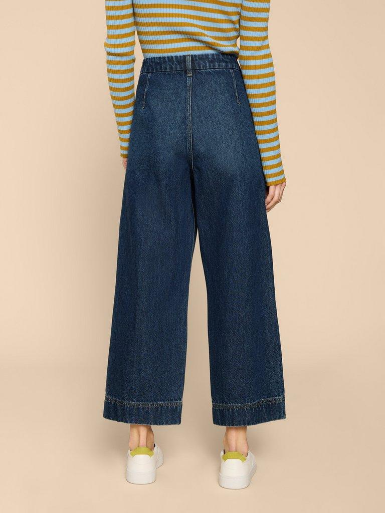 Loren Wide Leg Cropped Jean in DK DENIM - MODEL BACK