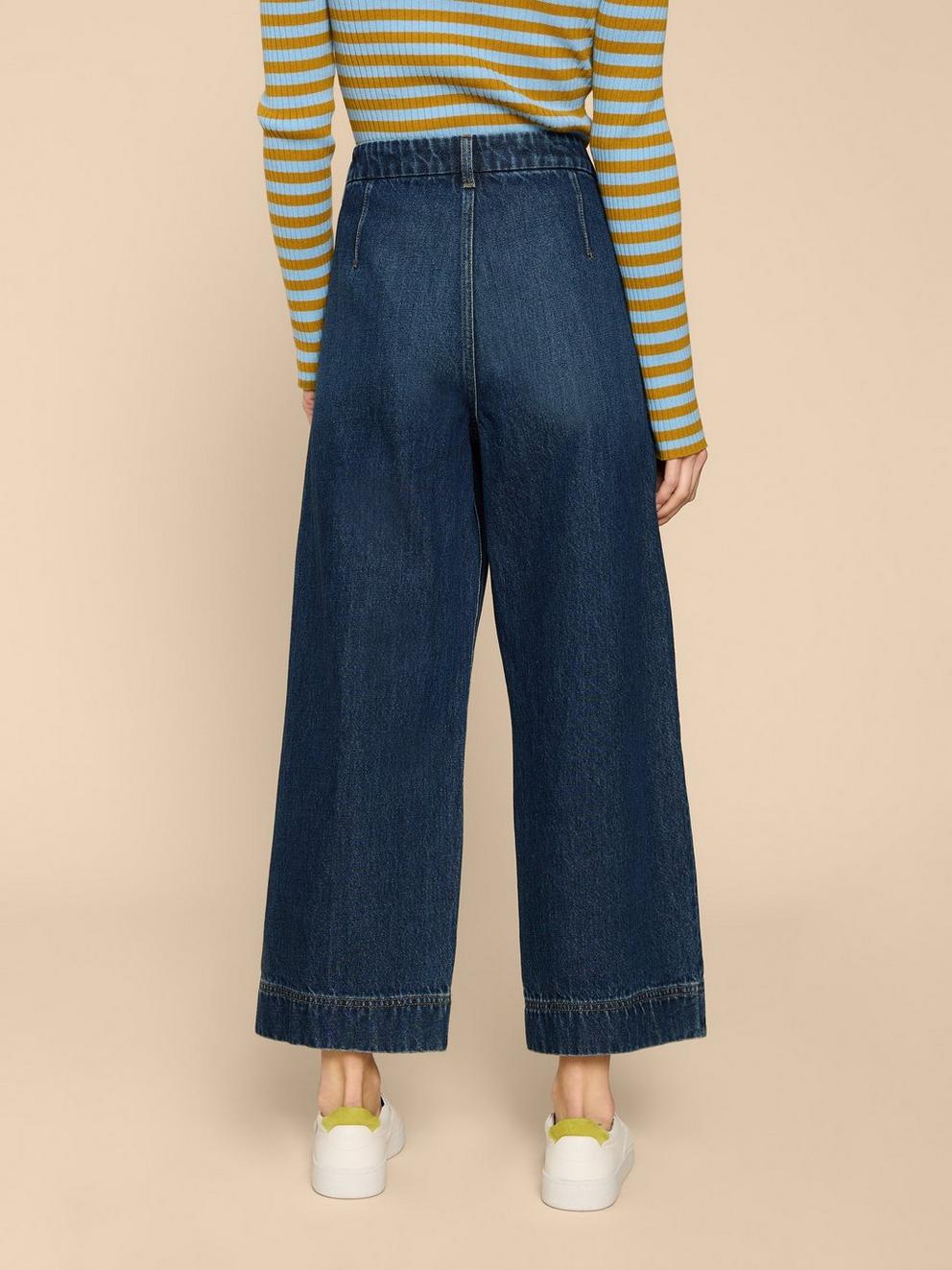 Loren Wide Leg Cropped Jean in DK DENIM - MODEL BACK