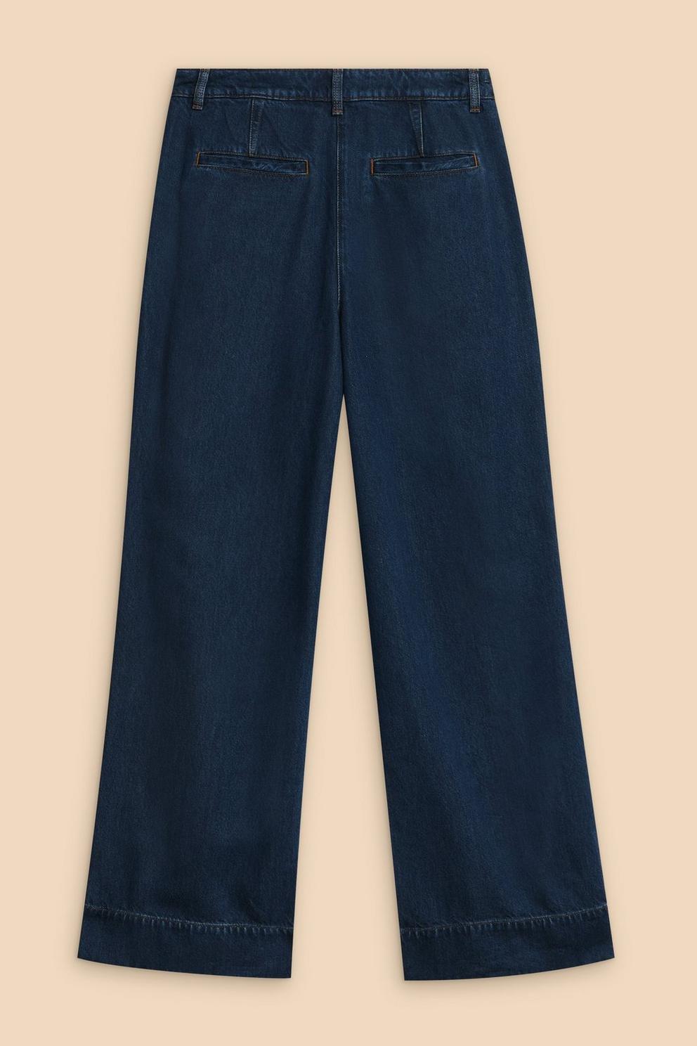 Kerry Wide Leg Denim Trouser in DK DENIM - FLAT BACK