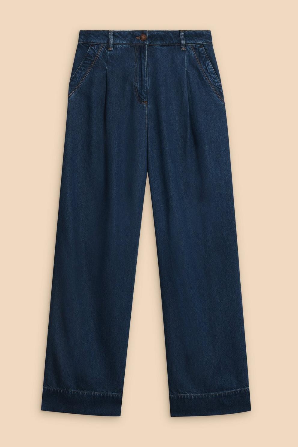 Kerry Wide Leg Denim Trouser in DK DENIM - FLAT FRONT