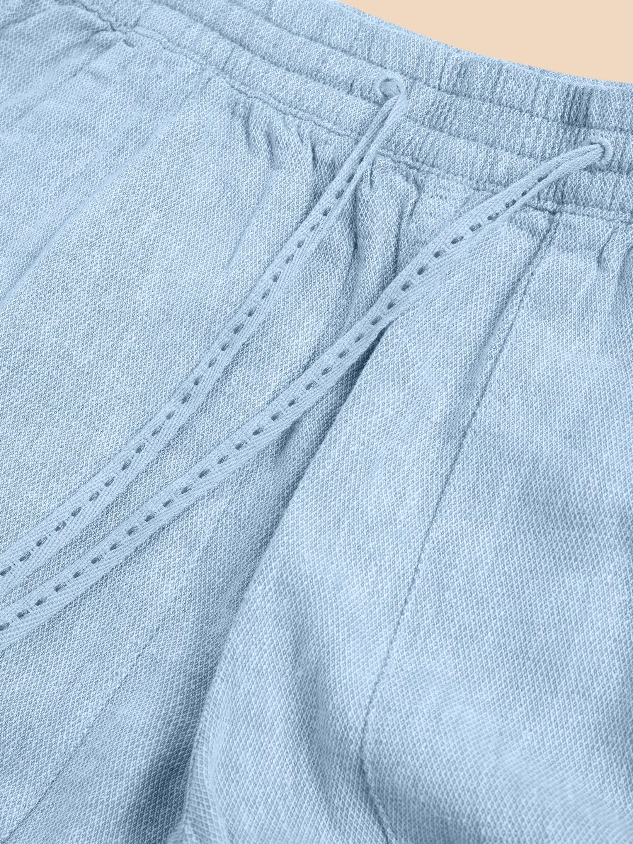 Elle Linen Blend Short in CHAMB BLUE - FLAT DETAIL