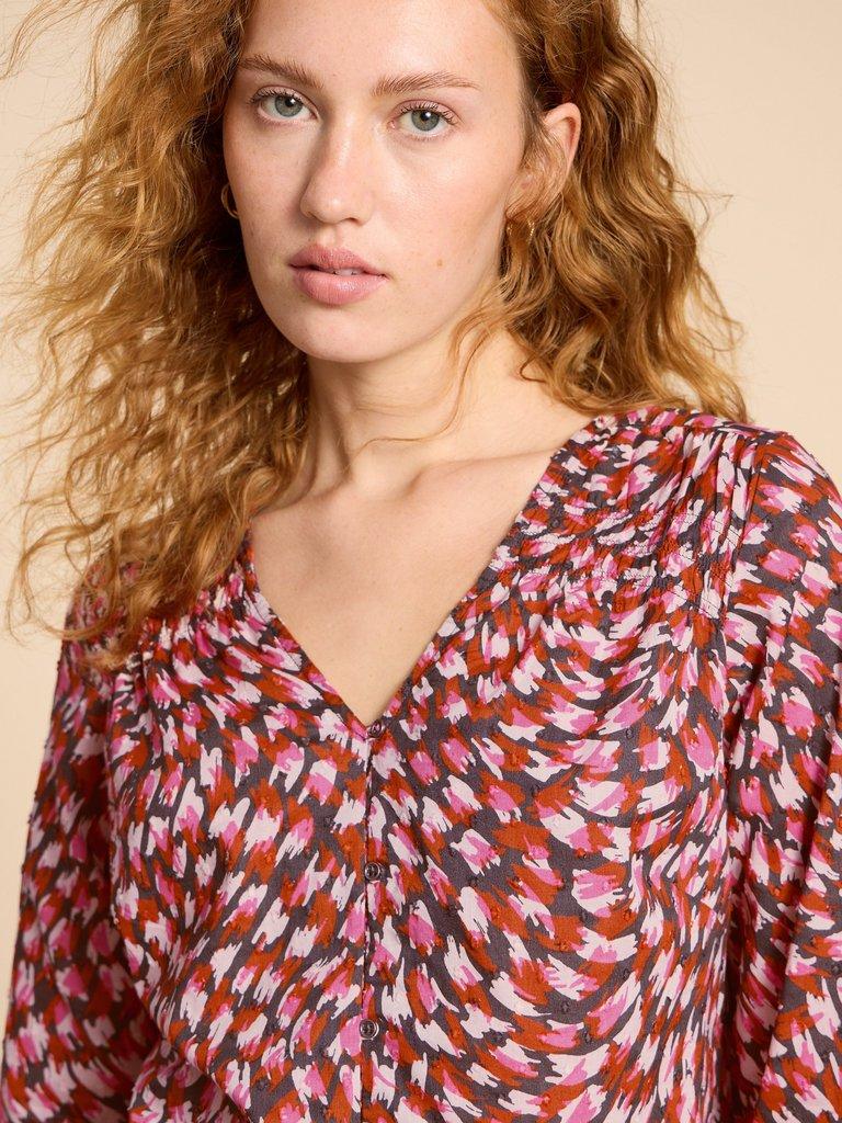 Rae Organic Top in PINK PRINT | White Stuff