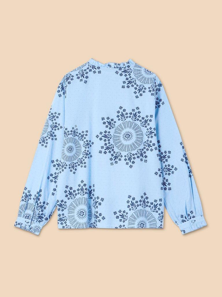 Fia Frill Neck Top in BLUE PR - FLAT BACK