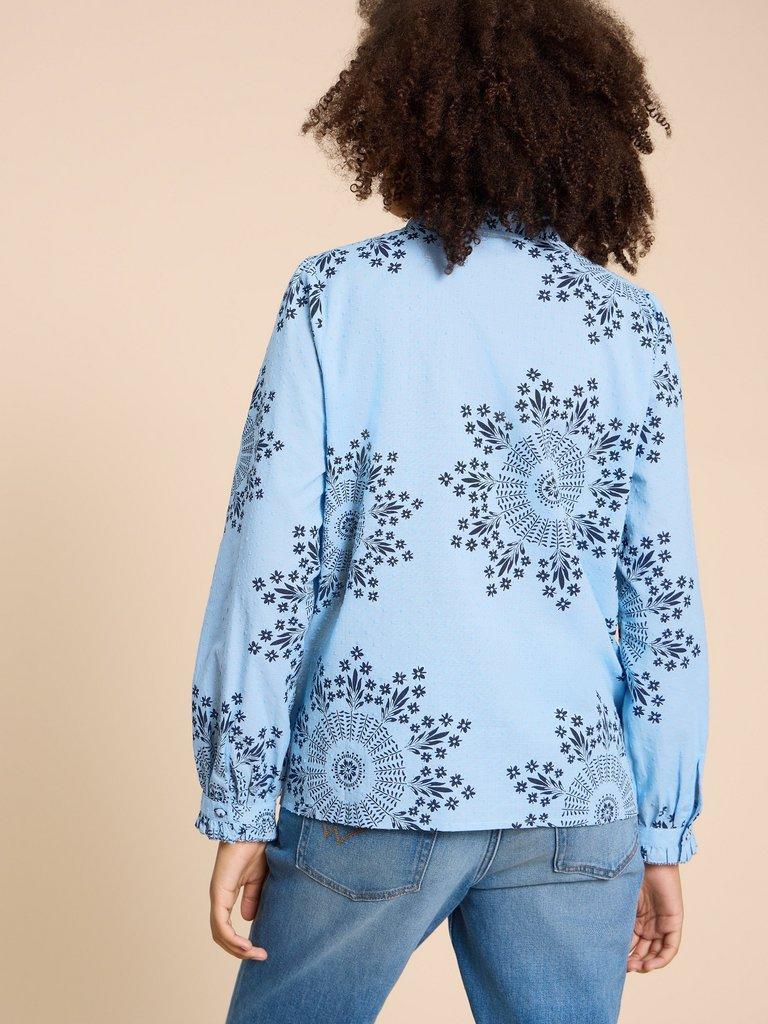 Fia Frill Neck Top in BLUE PRINT | White Stuff