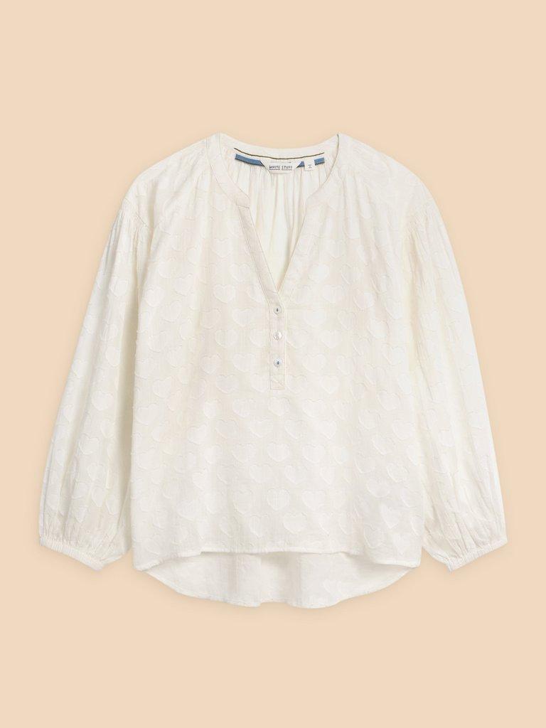 Josie Heart Jacquard Top in PALE IVORY - FLAT FRONT