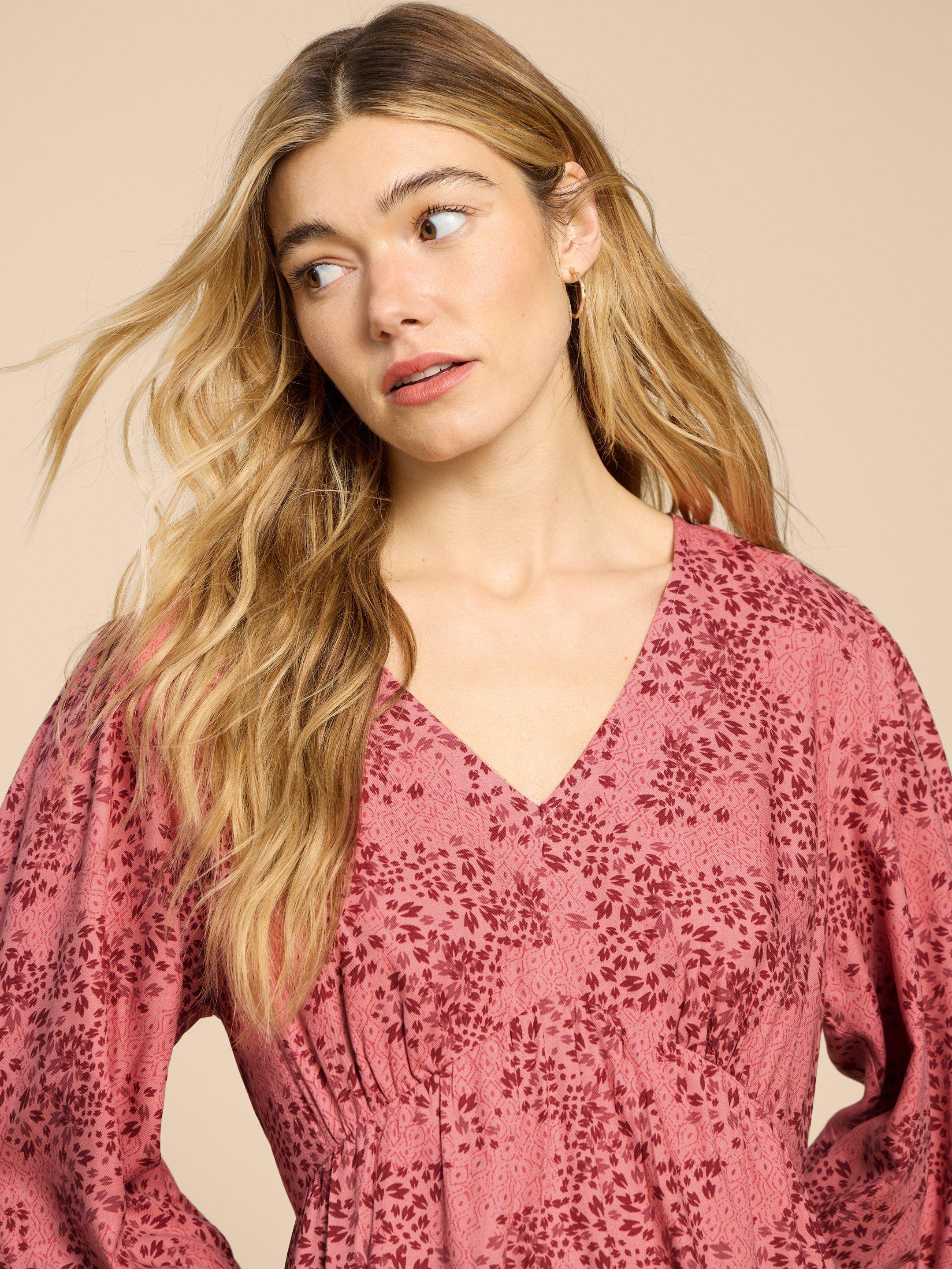 Lucy Eco Vero Tunic in PINK MLT - MODEL DETAIL