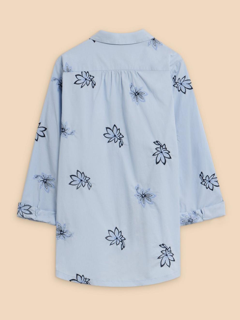 Sophie Embroidered Long Sleeve Shirt in BLUE MLT - FLAT BACK