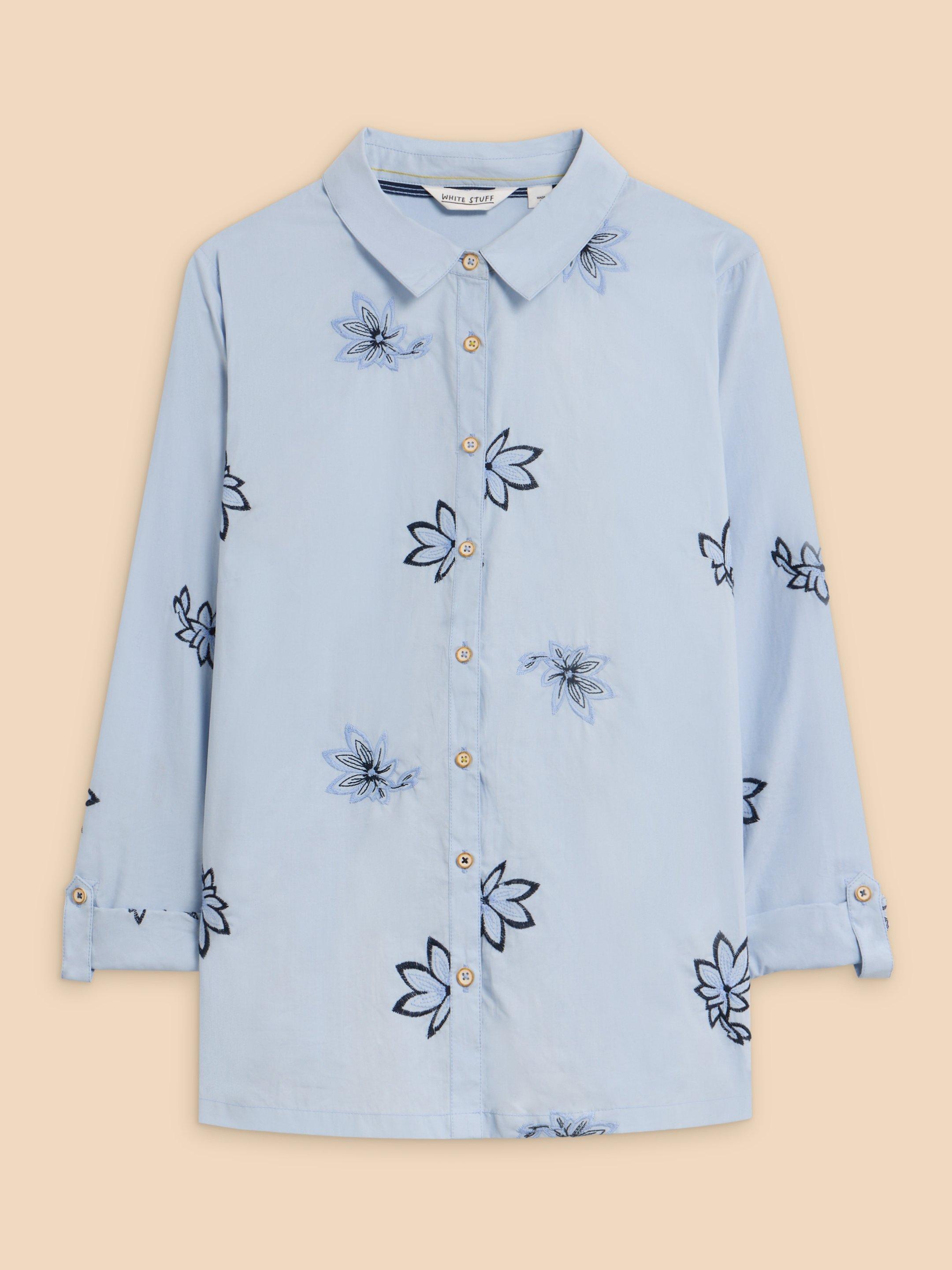 Sophie Embroidered Shirt in BLUE MLT - FLAT FRONT