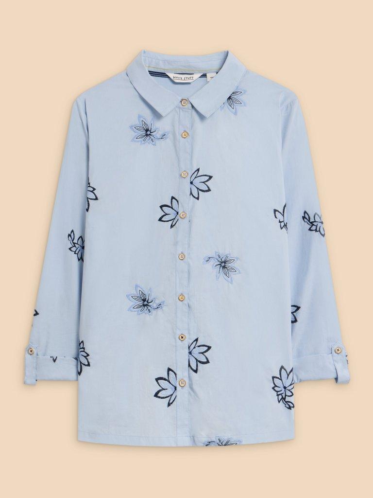 Sophie Embroidered Long Sleeve Shirt in BLUE MLT - FLAT FRONT