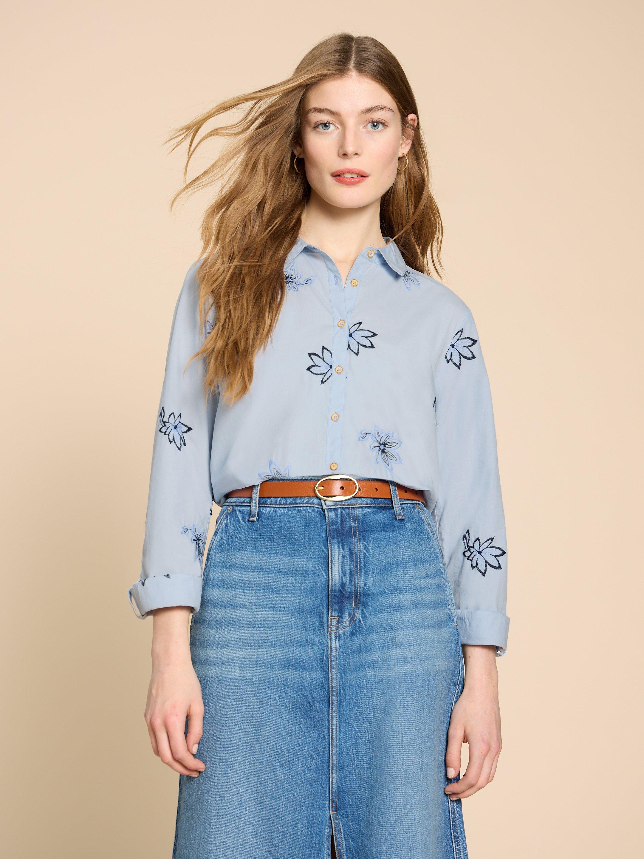 Sophie Embroidered Shirt in BLUE MLT - LIFESTYLE