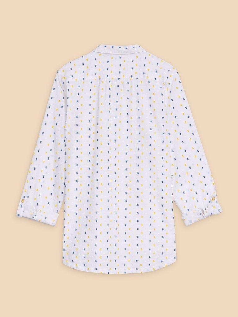 SOPHIE TEXTURED ORGANIC SHIRT in IVORY MLT - FLAT BACK