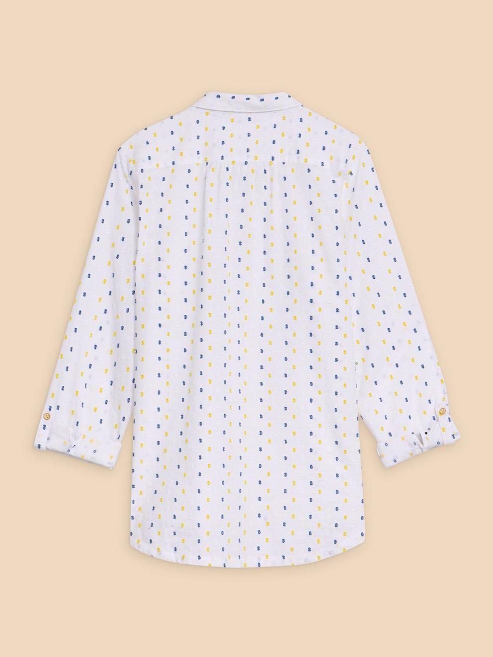 SOPHIE TEXTURED ORGANIC SHIRT in IVORY MLT - FLAT BACK