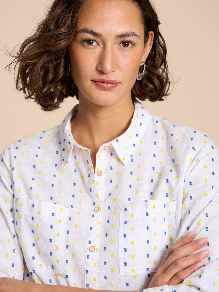 SOPHIE TEXTURED ORGANIC SHIRT in IVORY MULTI