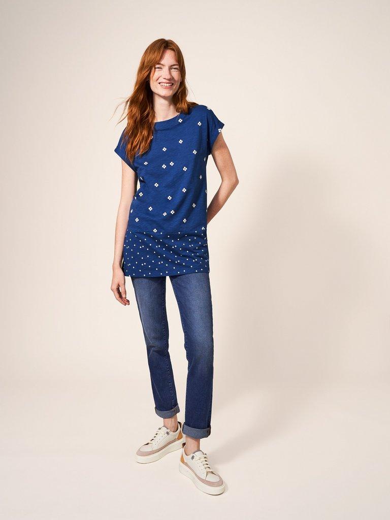CARRIE TUNIC in NAVY PR - MODEL FRONT