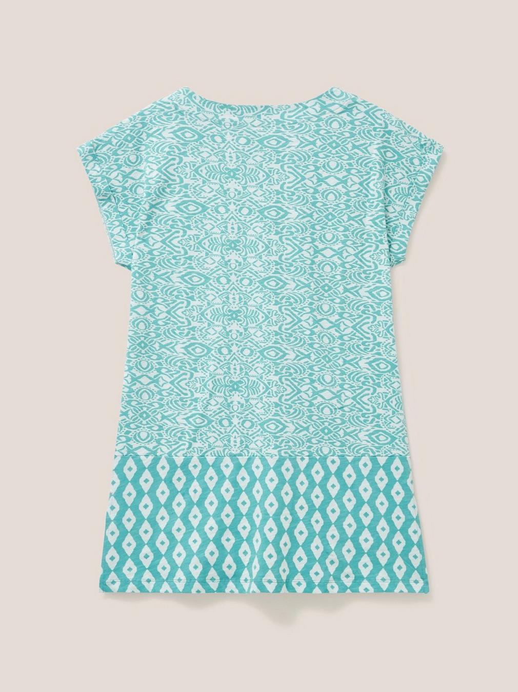 CARRIE CREW NECK TUNIC in TEAL PR - FLAT BACK