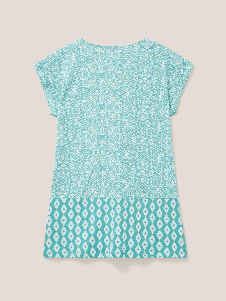 CARRIE CREW NECK TUNIC in TEAL PRINT | White Stuff