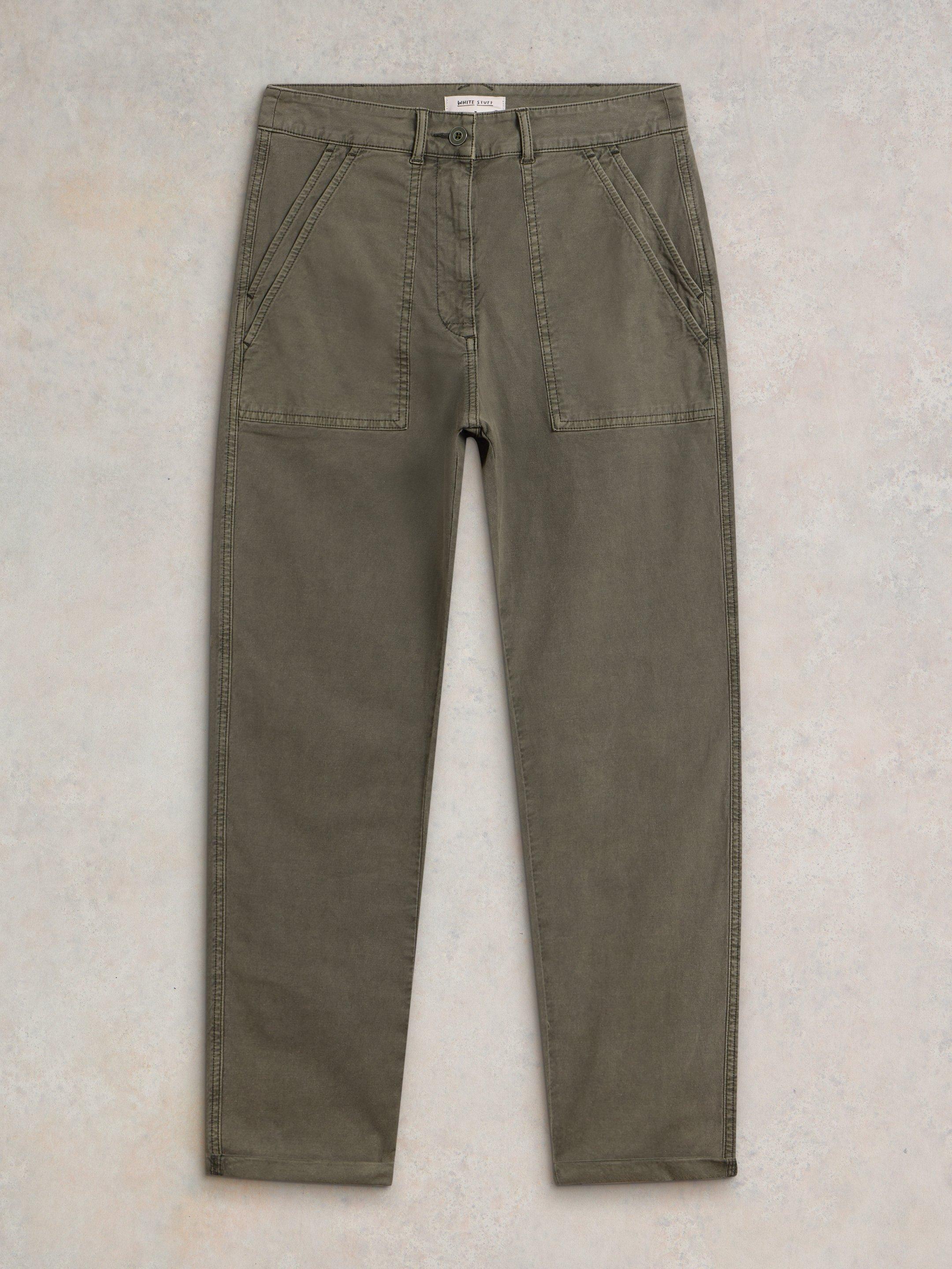 Twister Chino Trouser in KHAKI GRN - FLAT FRONT