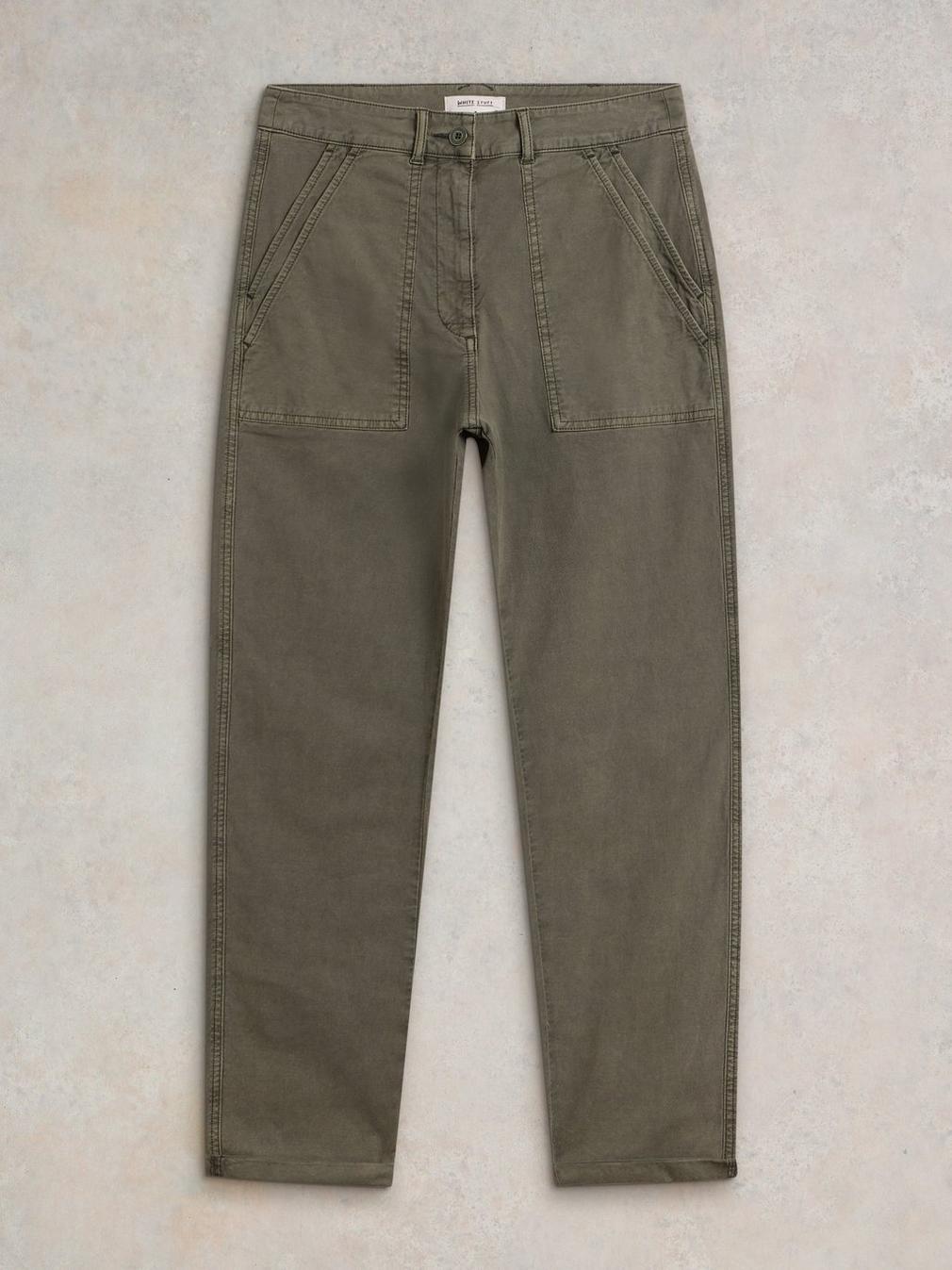 Twister Chino Trouser in KHAKI GRN - FLAT FRONT