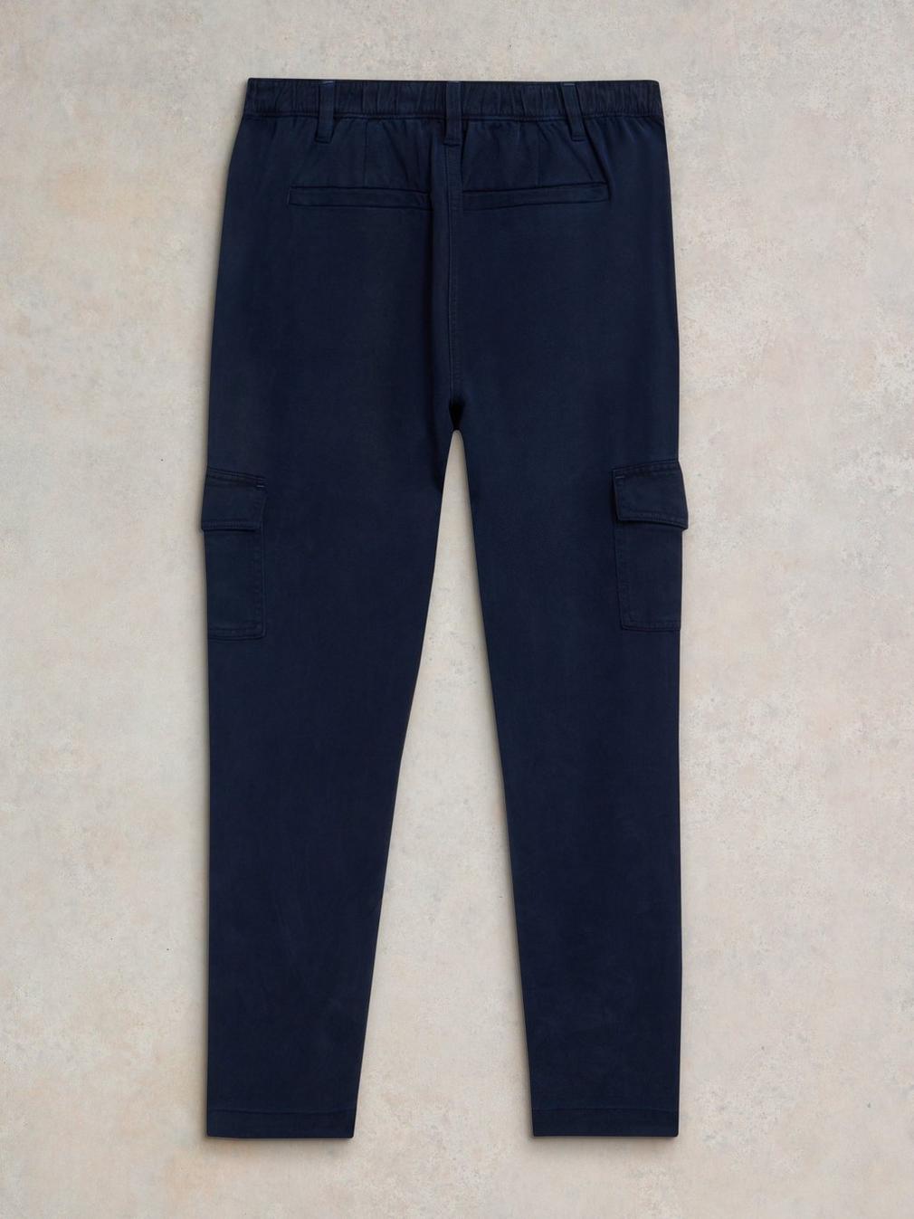 Arlo Tencel Cargo Trouser in DARK NAVY - FLAT BACK