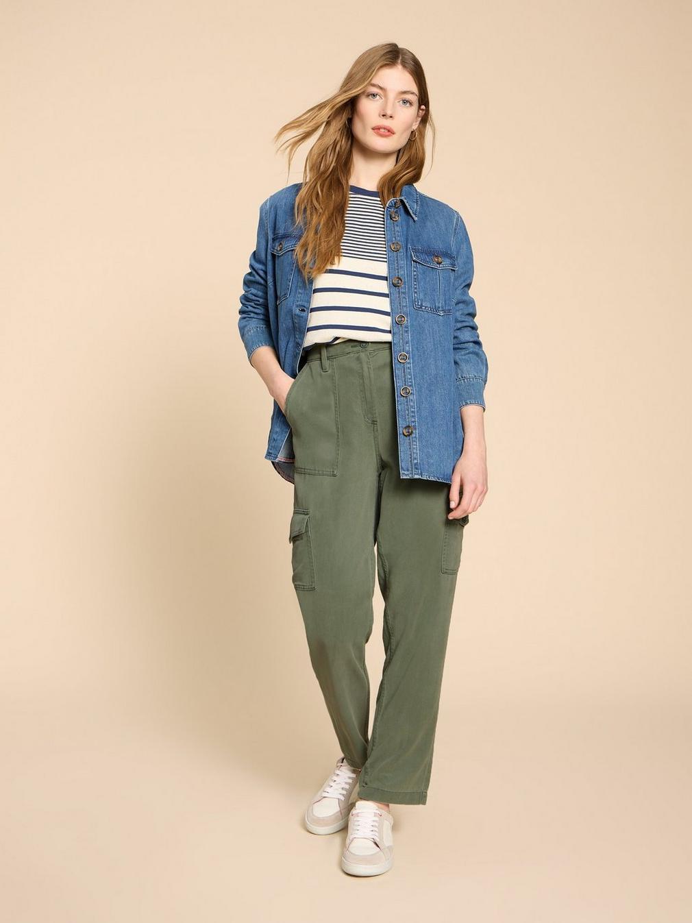 Arlo Tencel Cargo Trouser in MID GREEN - LIFESTYLE