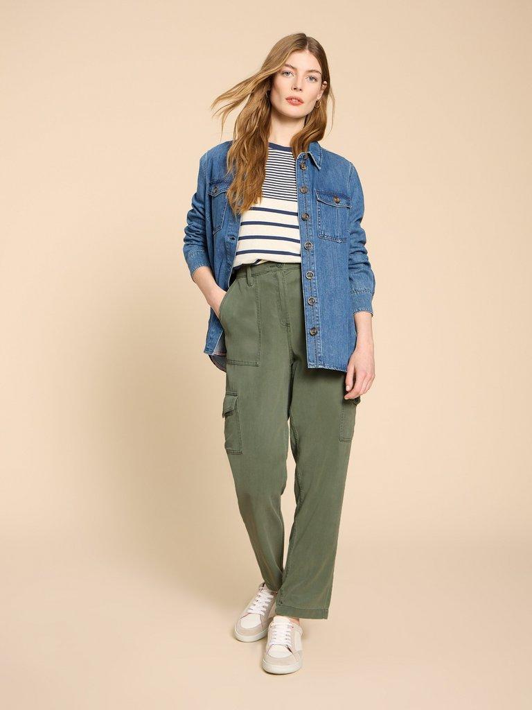 Arlo Tencel Cargo Trouser in MID GREEN - LIFESTYLE