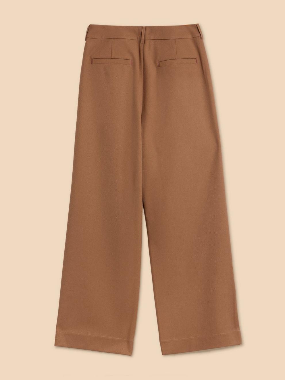 Belle Wide Leg Trouser in MID TAN - FLAT BACK