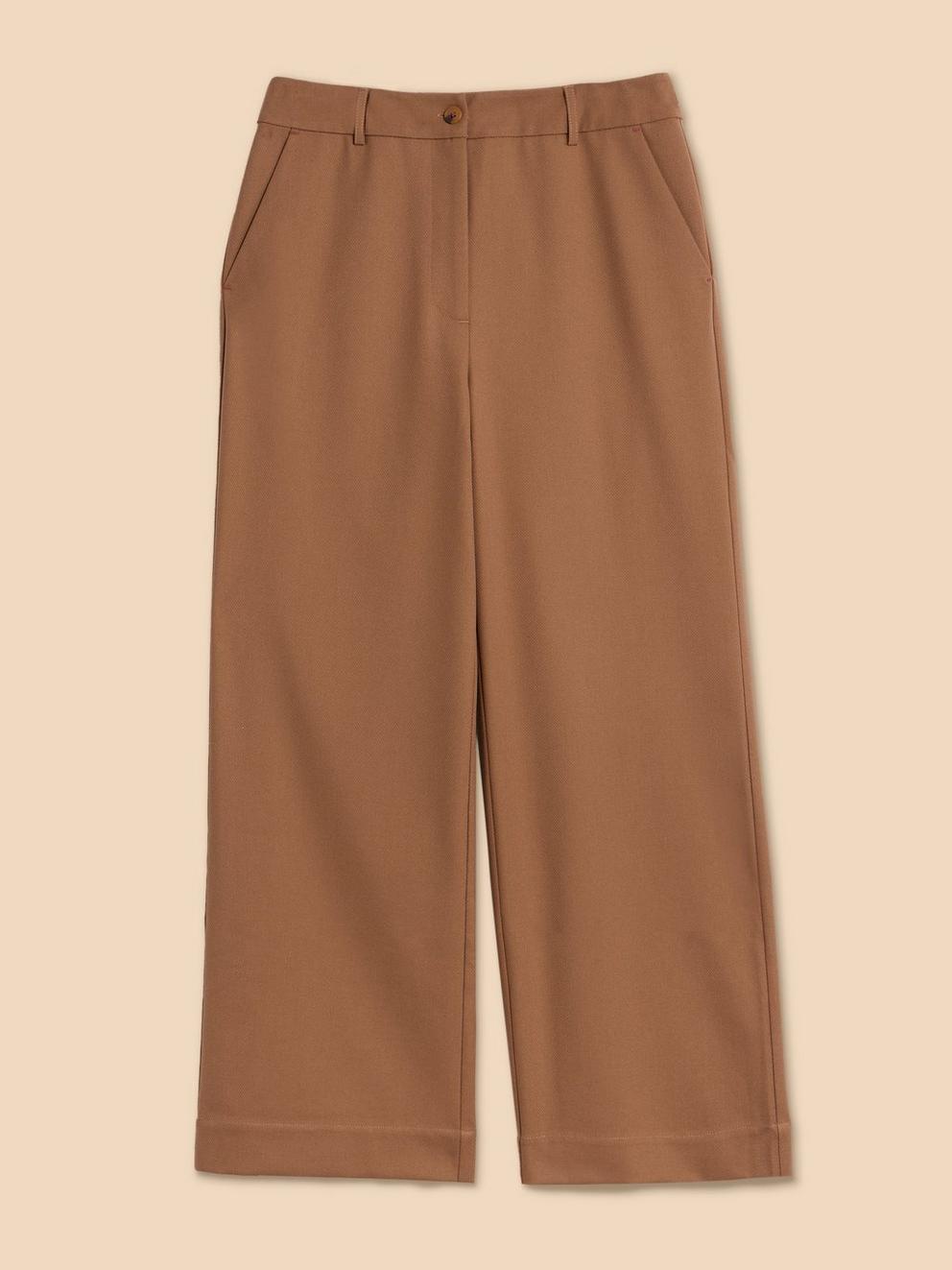 Belle Wide Leg Trouser in MID TAN - FLAT FRONT