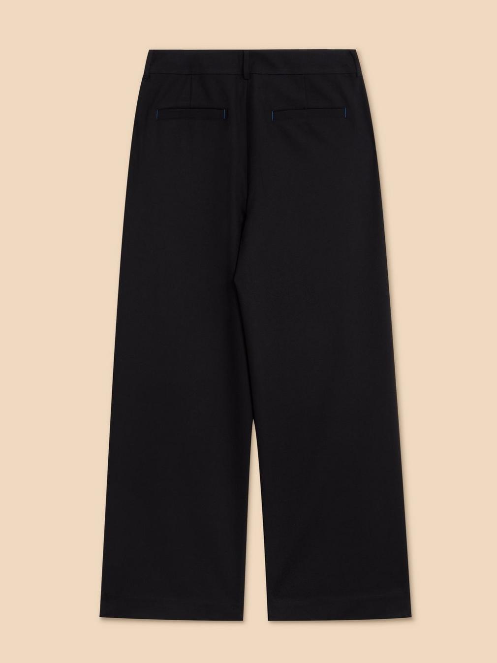 Belle Wide Leg Trouser in PURE BLK - FLAT BACK