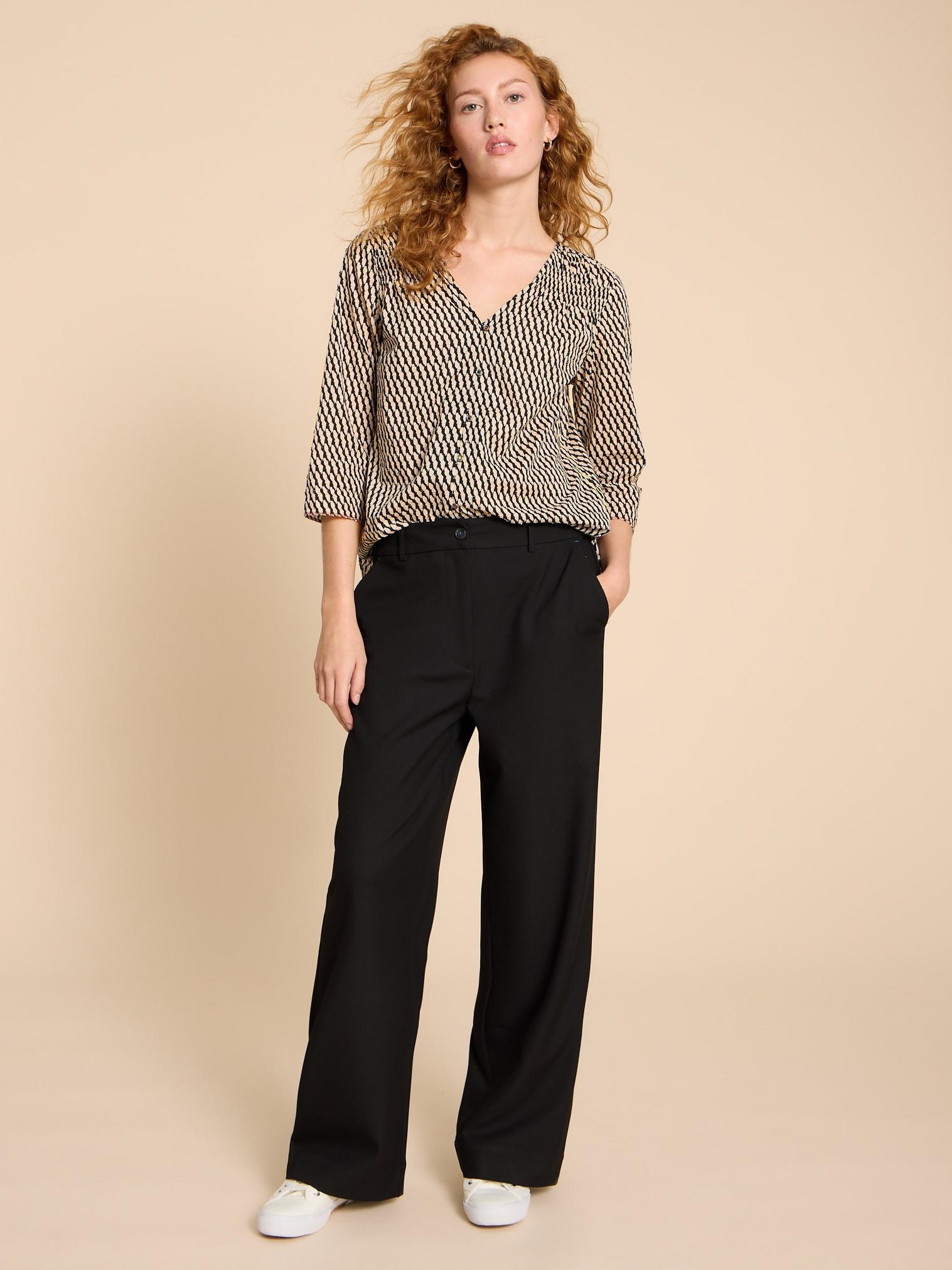 Belle Wide Leg Trouser in PURE BLK - LIFESTYLE