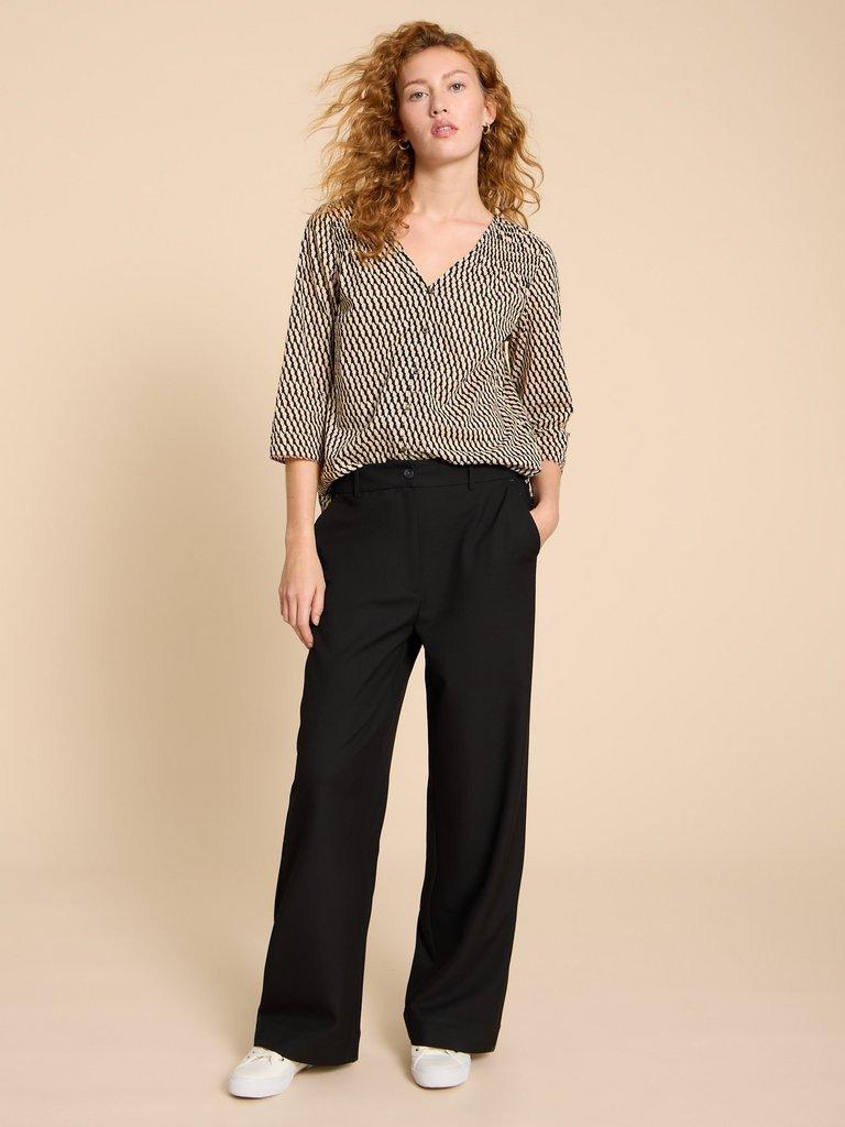 Belle Wide Leg Trouser in PURE BLACK