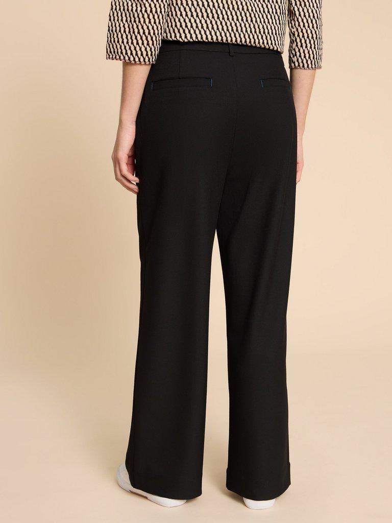 Belle Wide Leg Trouser in PURE BLK - MODEL BACK