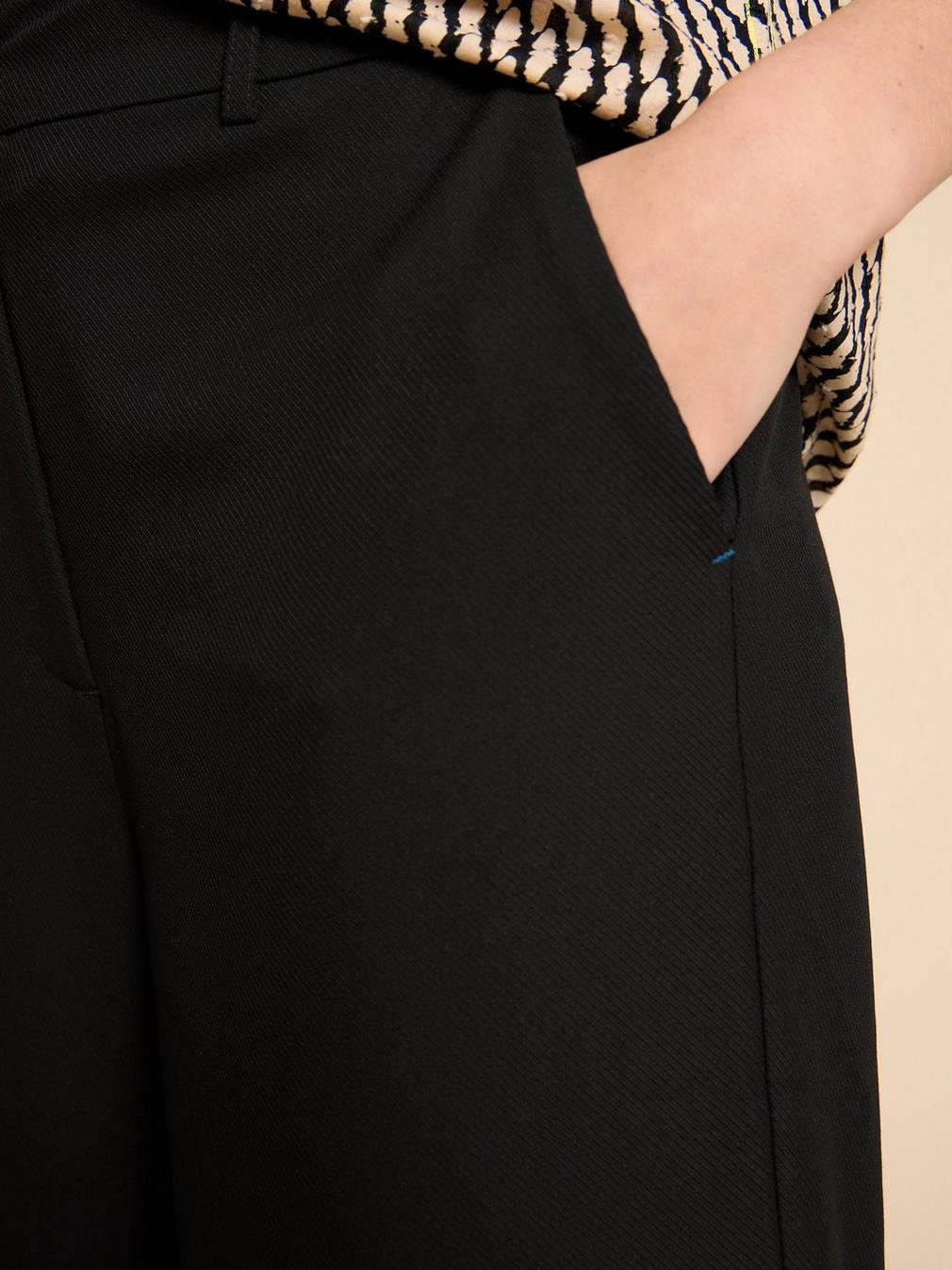 Belle Wide Leg Trouser in PURE BLK - MODEL DETAIL