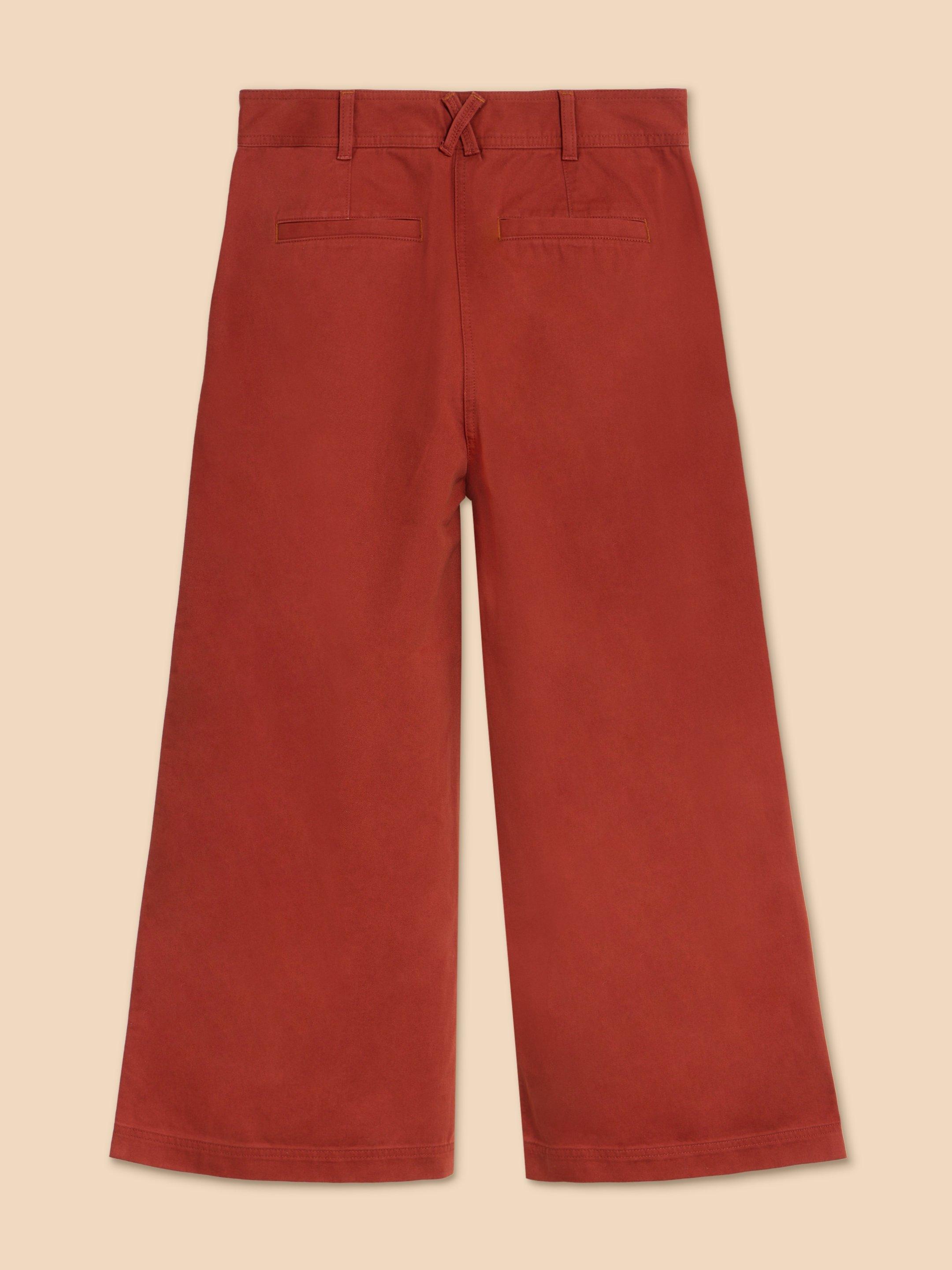 Red wide leg cropped hot sale pants