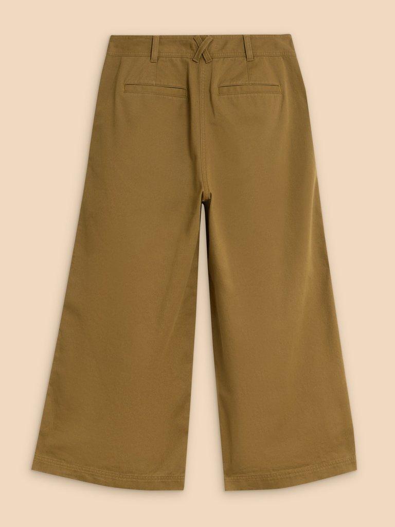 Samira Wide Leg Crop Trouser in KHAKI GRN - FLAT BACK