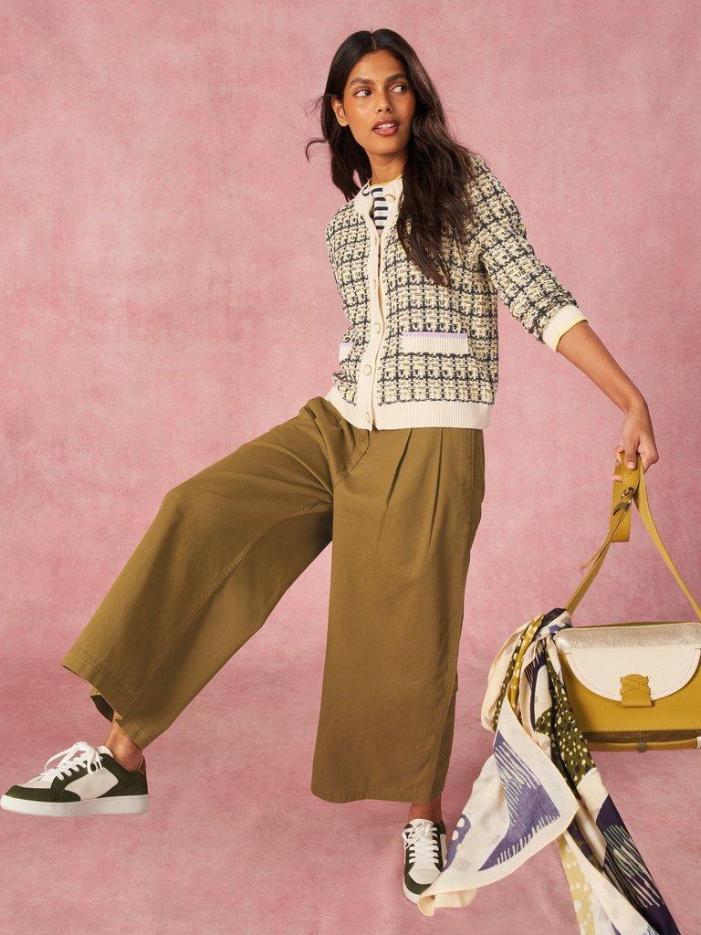 Samira Wide Leg Crop Trouser in KHAKI GRN - MIXED