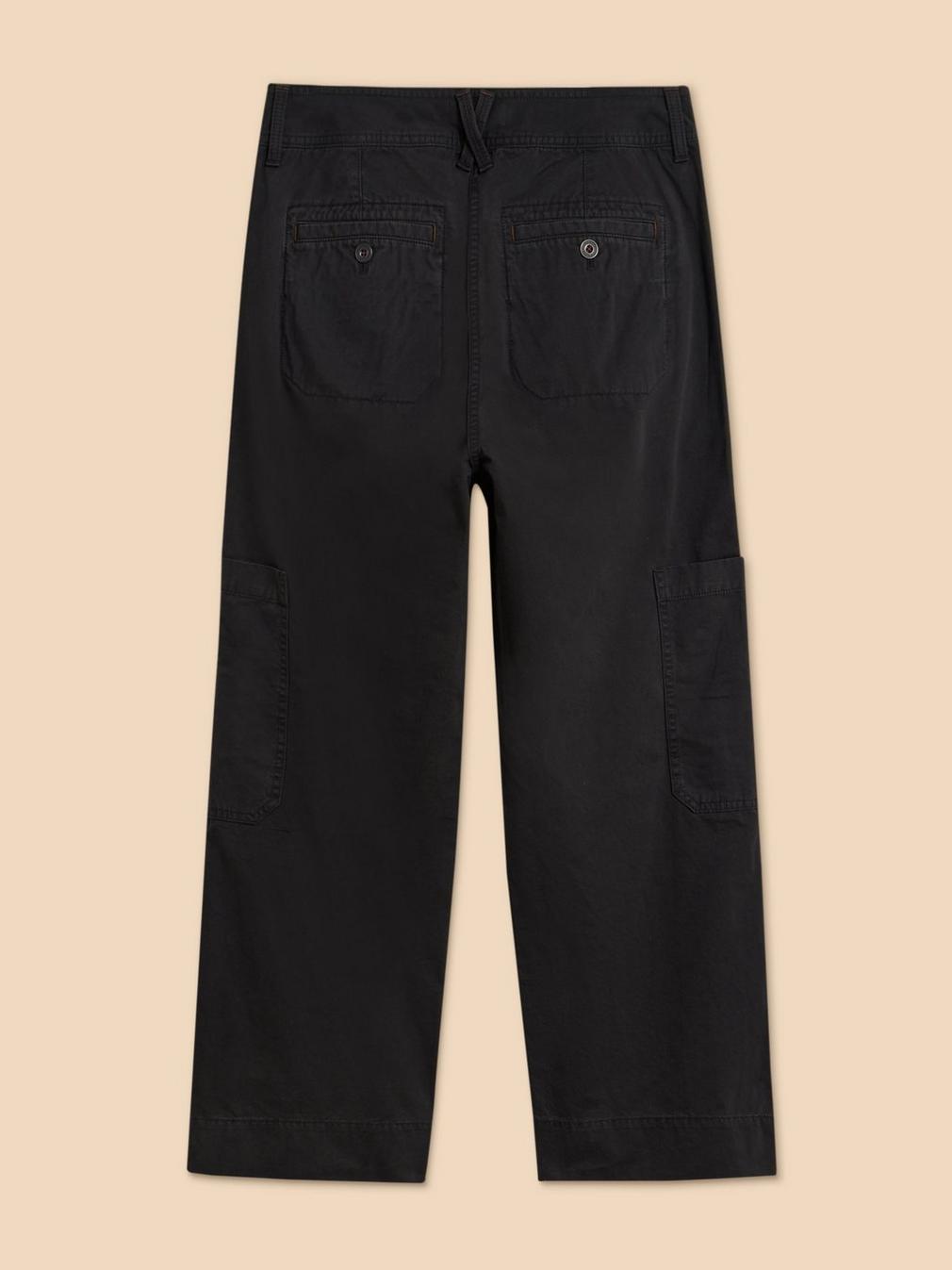 Wide Leg Carlie Cargo Trouser in PURE BLK - FLAT BACK