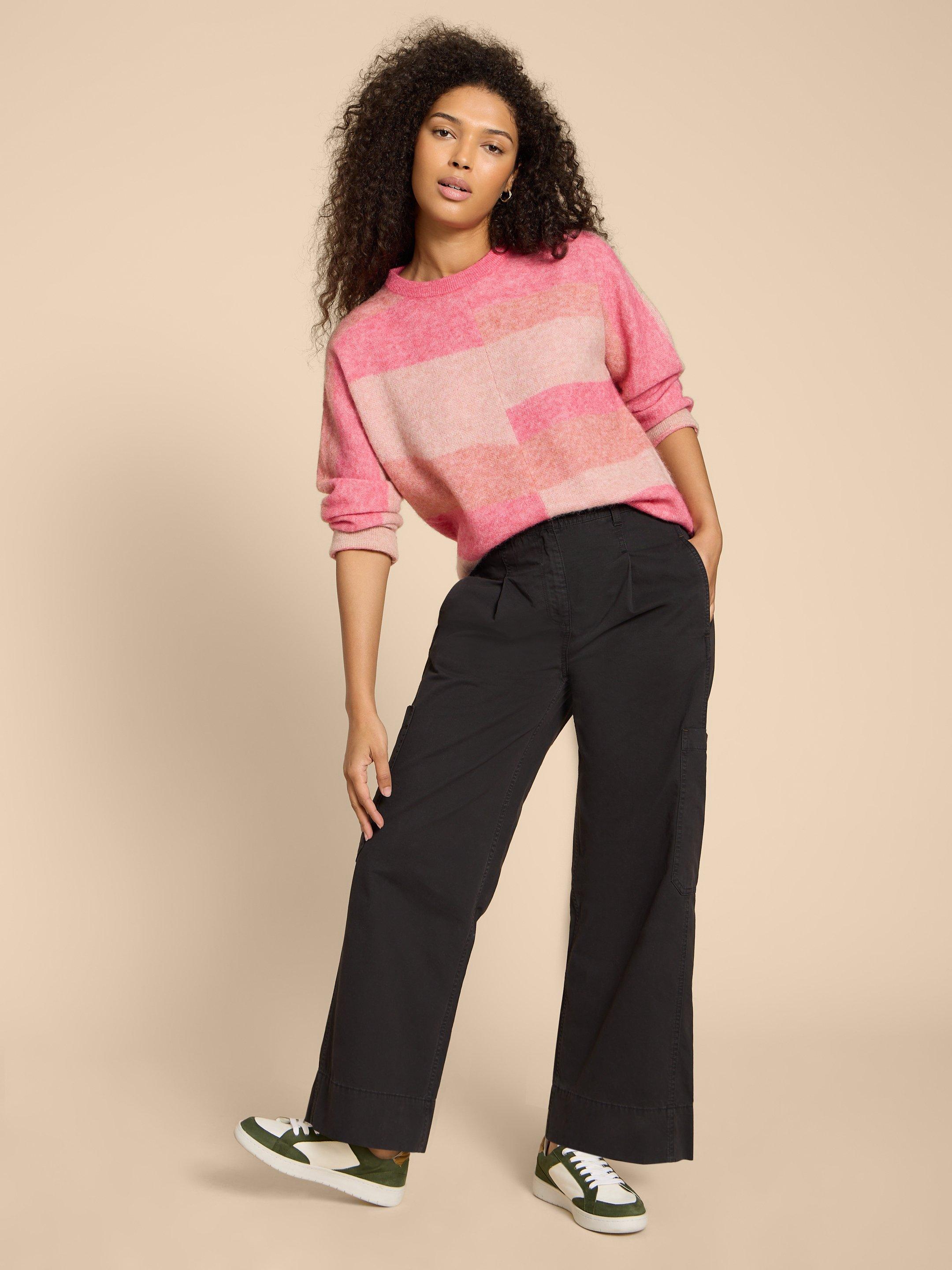 Wide Leg Carlie Cargo Trouser in PURE BLK - LIFESTYLE