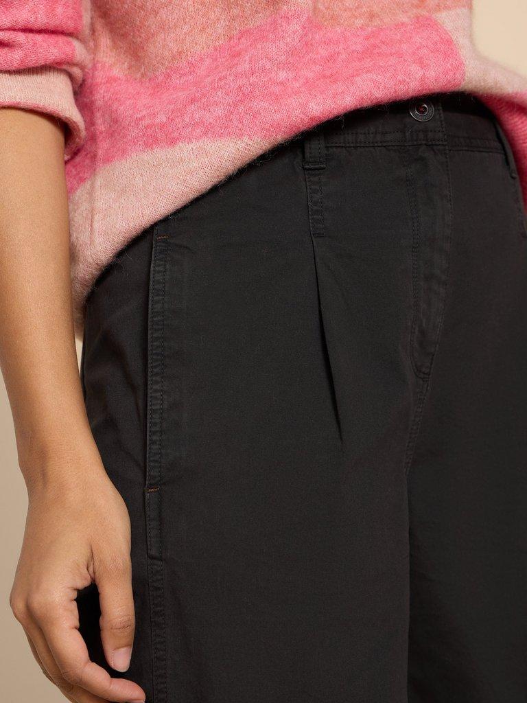 Wide Leg Carlie Cargo Trouser in PURE BLK - MODEL DETAIL