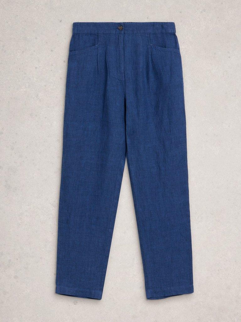 Linen Rowena Trousers in DARK NAVY - FLAT FRONT